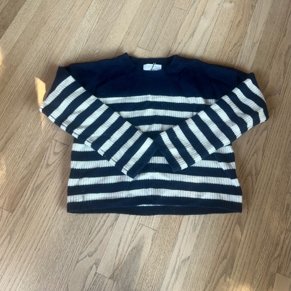 NWOT La Ligne Navy Striped Cashmere Sweater Size S